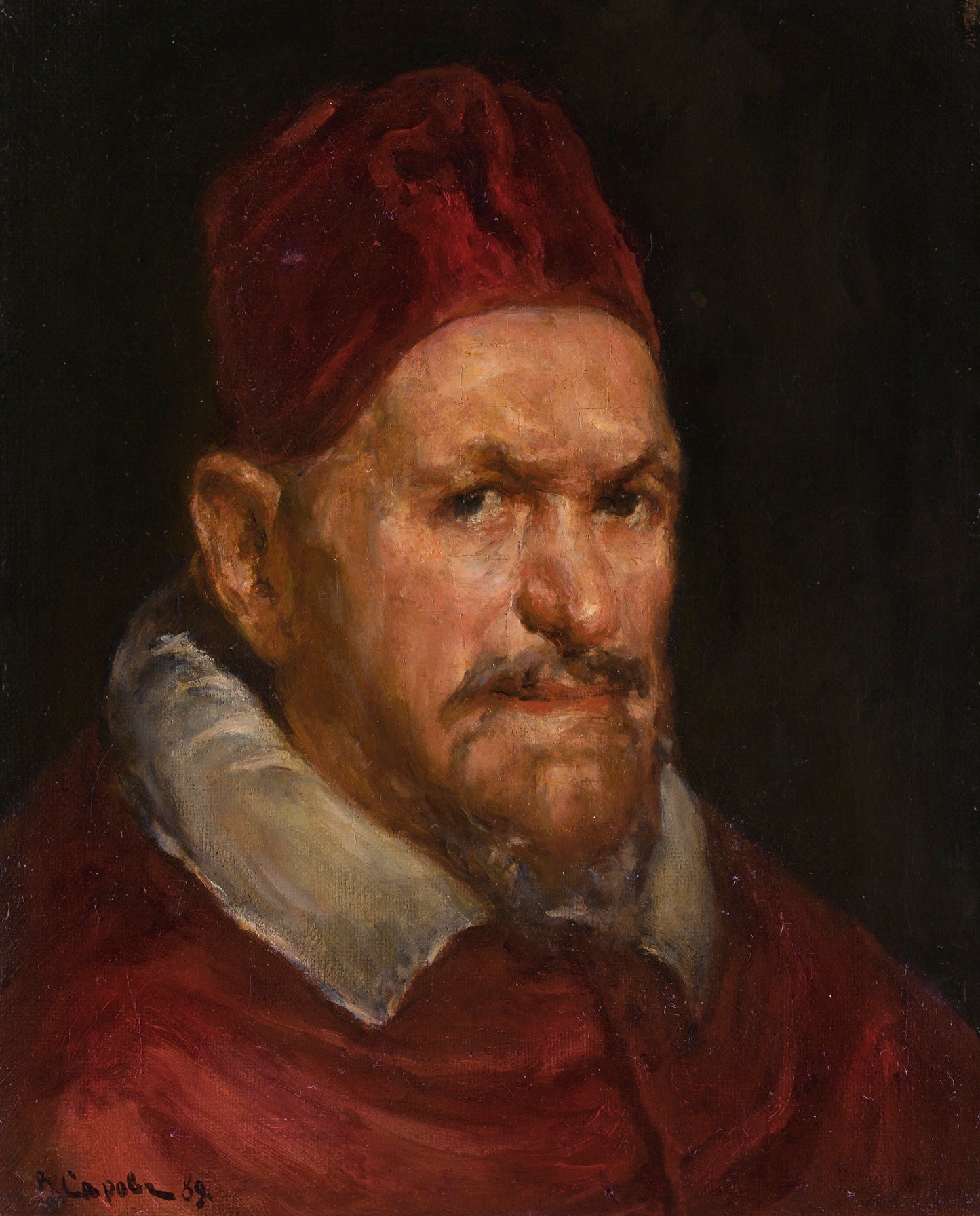 Portrait of Pope Innocent X (after Velazquez), vintage artwork by Valentin Serov, 12x8" (A4) Poster