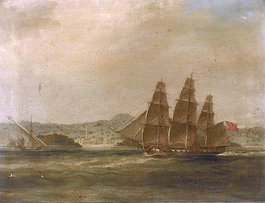 HMS 'Mercury' Takes 'La Pugliese' in Barletta, 7 September 1809, vintage artwork by William John Huggins, 12x8" (A4) Poster