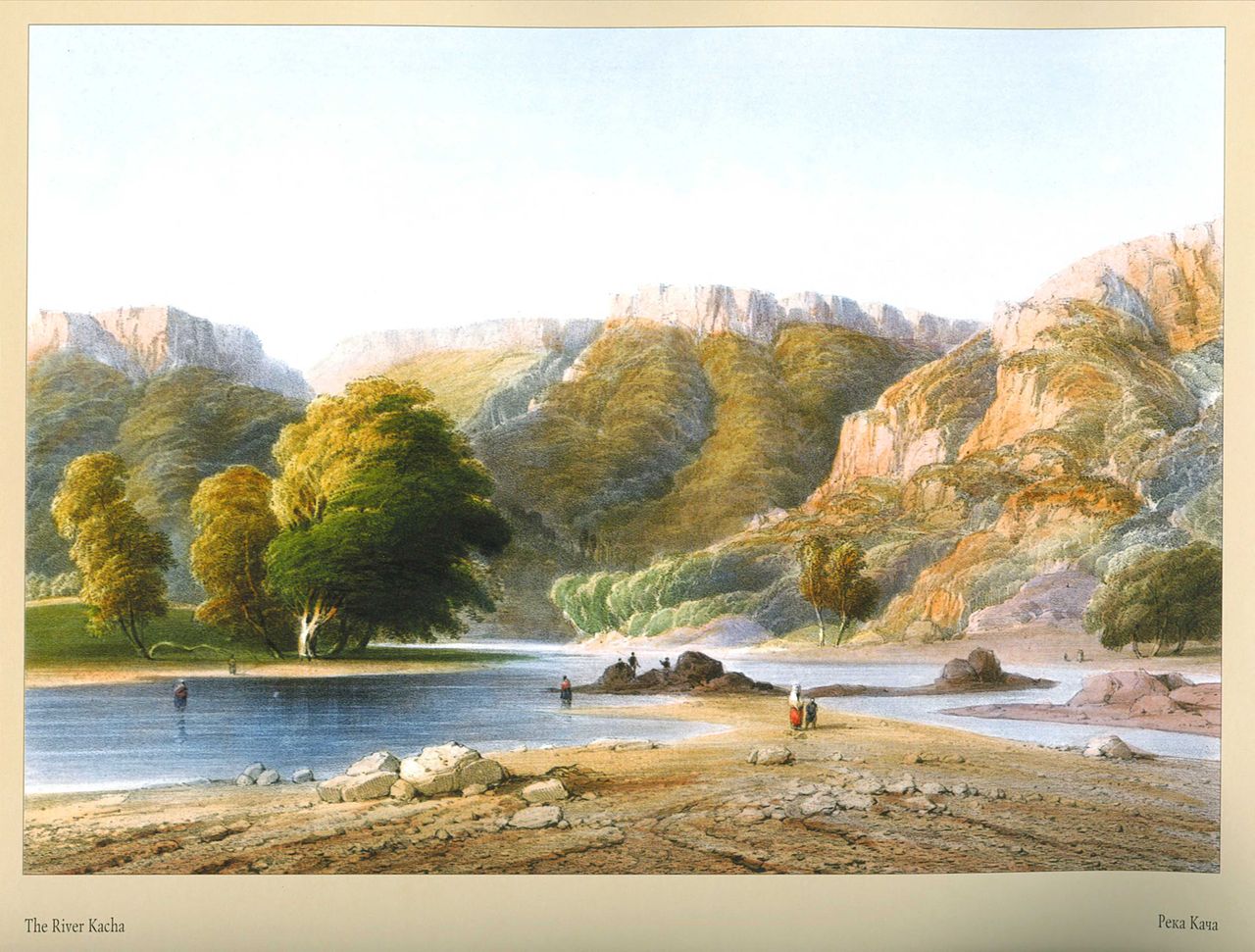 The River Kacha, vintage artwork by Carlo Bossoli, A3 (16x12") Poster Print