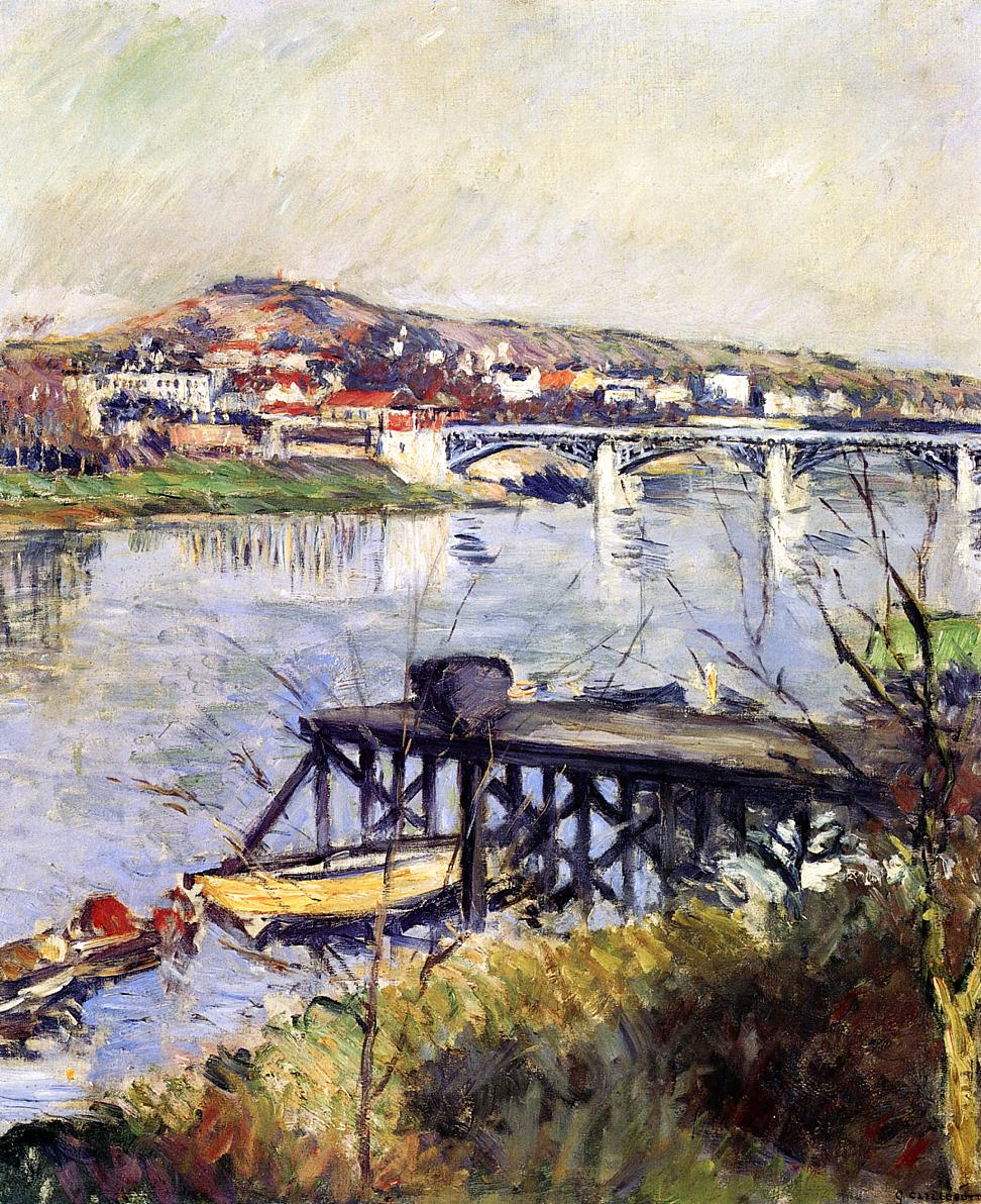 The Argenteuil Bridge, vintage artwork by Gustave Caillebotte, 12x8" (A4) Poster