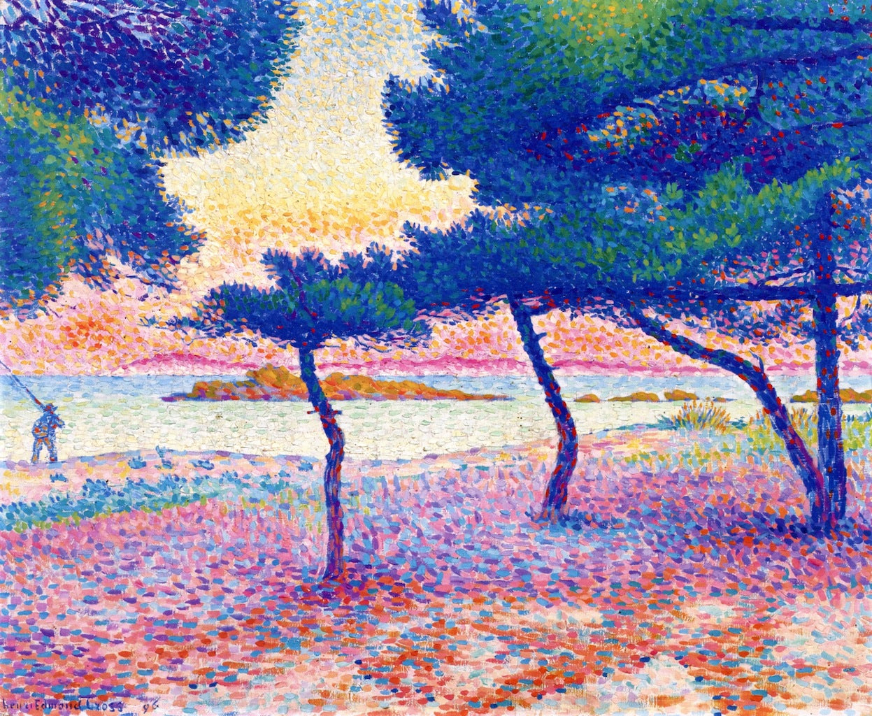The Beach at Saint-Clair, vintage artwork by Henri-Edmond Cross, 12x8" (A4) Poster