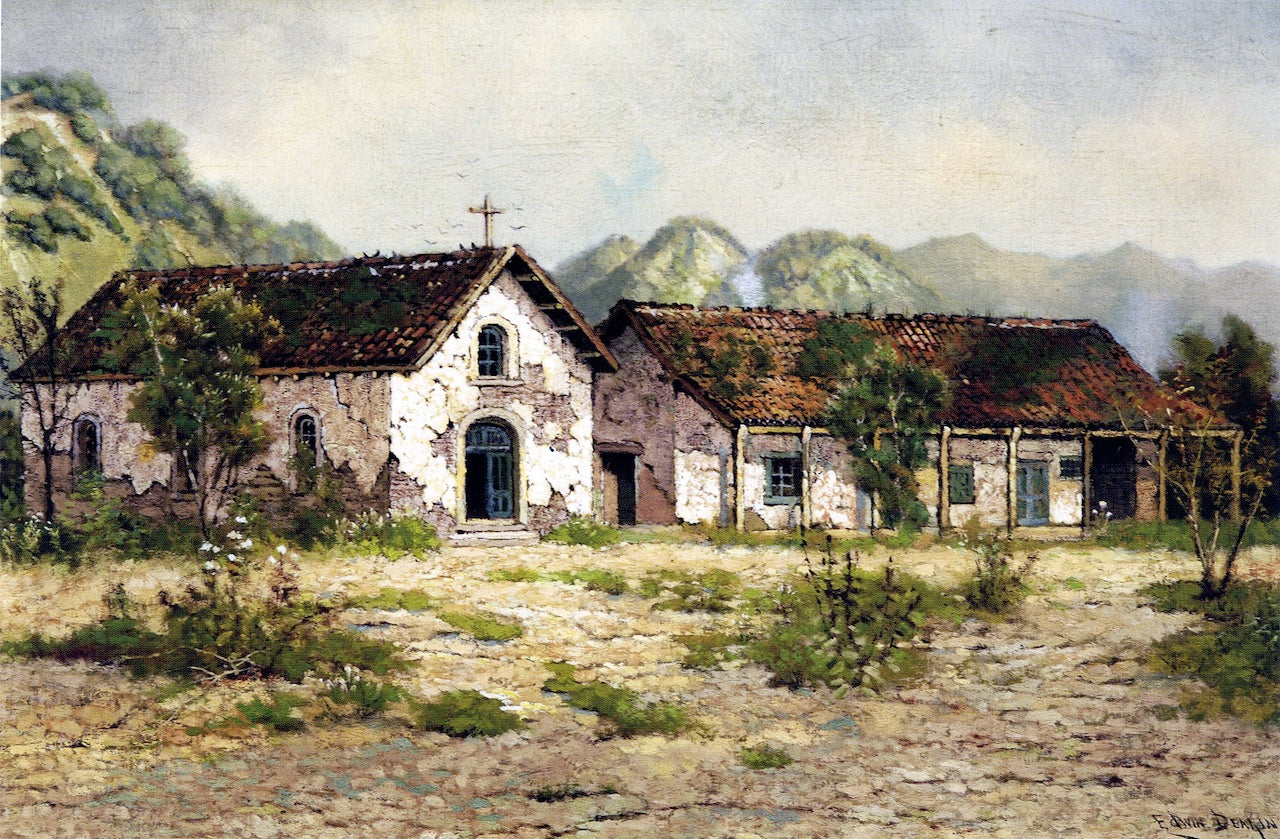 Mission San Francisco Solano, vintage artwork by Edwin Deakin, 12x8" (A4) Poster