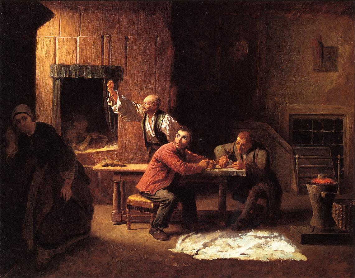 The Counterfeiters, vintage artwork by Eastman Johnson, 12x8" (A4) Poster