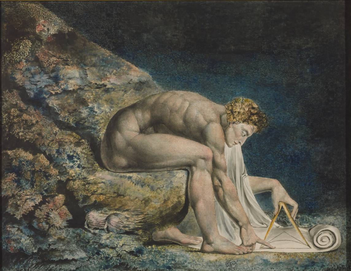 Newton, vintage artwork by William Blake, 12x8" (A4) Poster