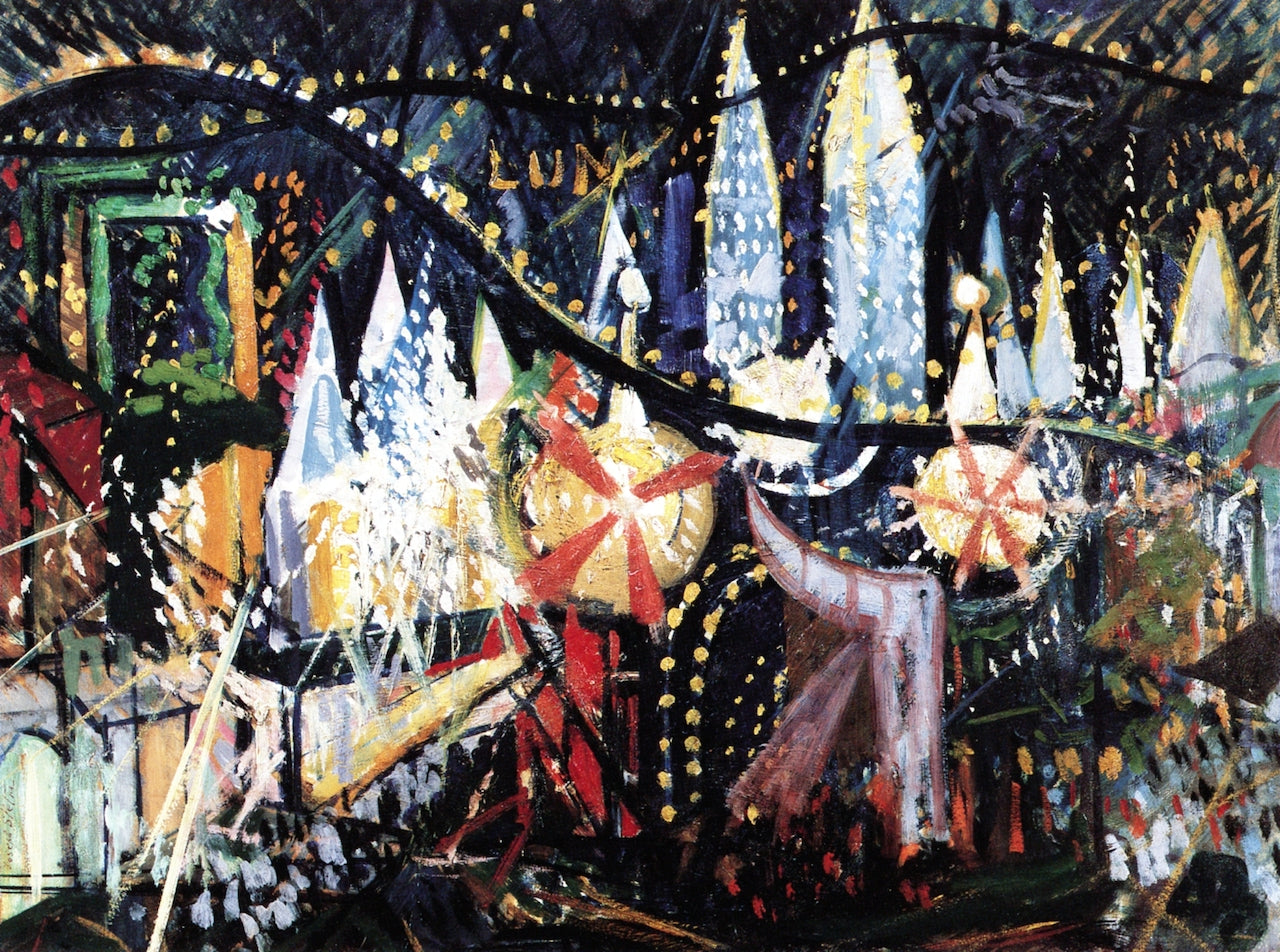 Luna Park, vintage artwork by Joseph Stella, 12x8" (A4) Poster