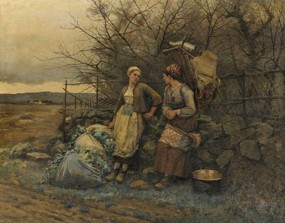 Maidens Waiting, vintage artwork by Daniel Ridgway Knight, 12x8" (A4) Poster