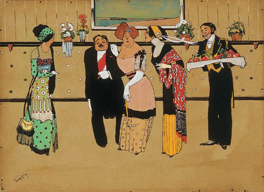 Reception, vintage artwork by Geza Farago, 12x8" (A4) Poster