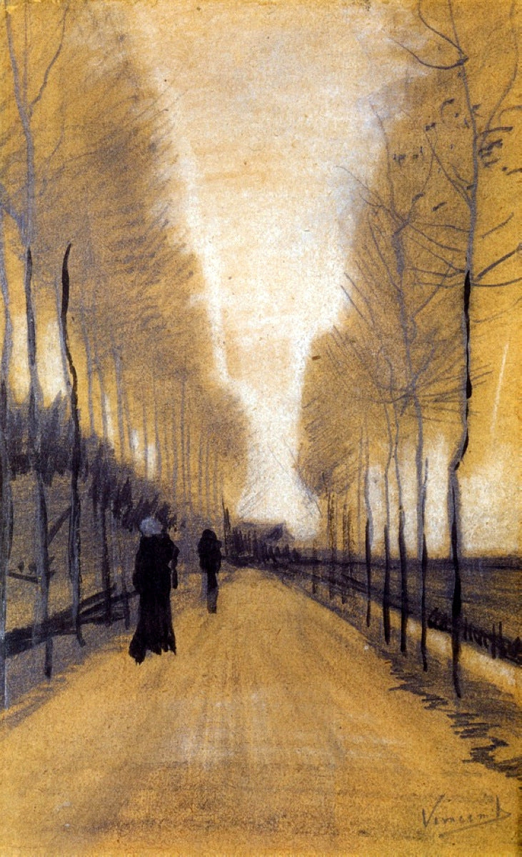 Alley Bordered by  Trees, vintage artwork by Vincent van Gogh, 12x8" (A4) Poster