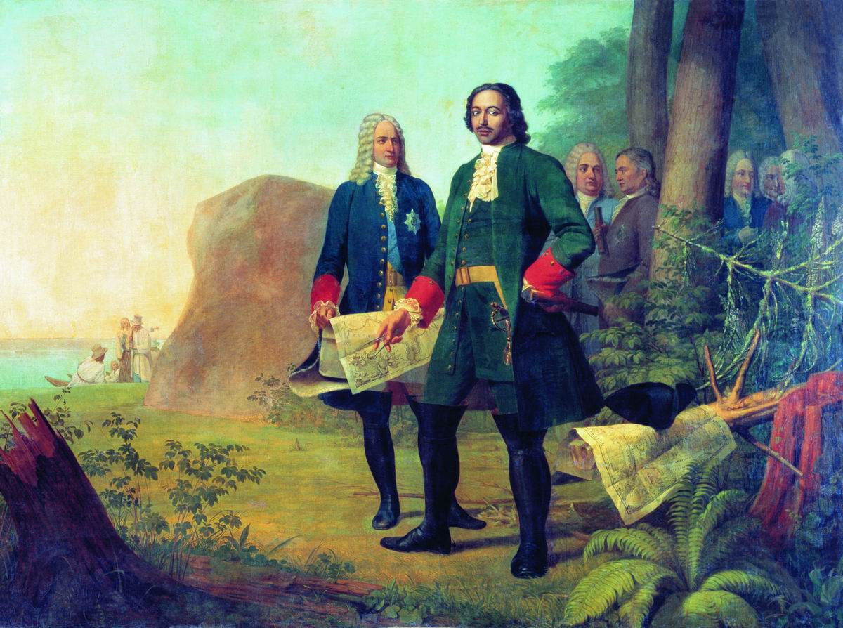 Peter the Great. The Foundation of St.Petersburg, vintage artwork by Alexei Venetsianov, 12x8" (A4) Poster