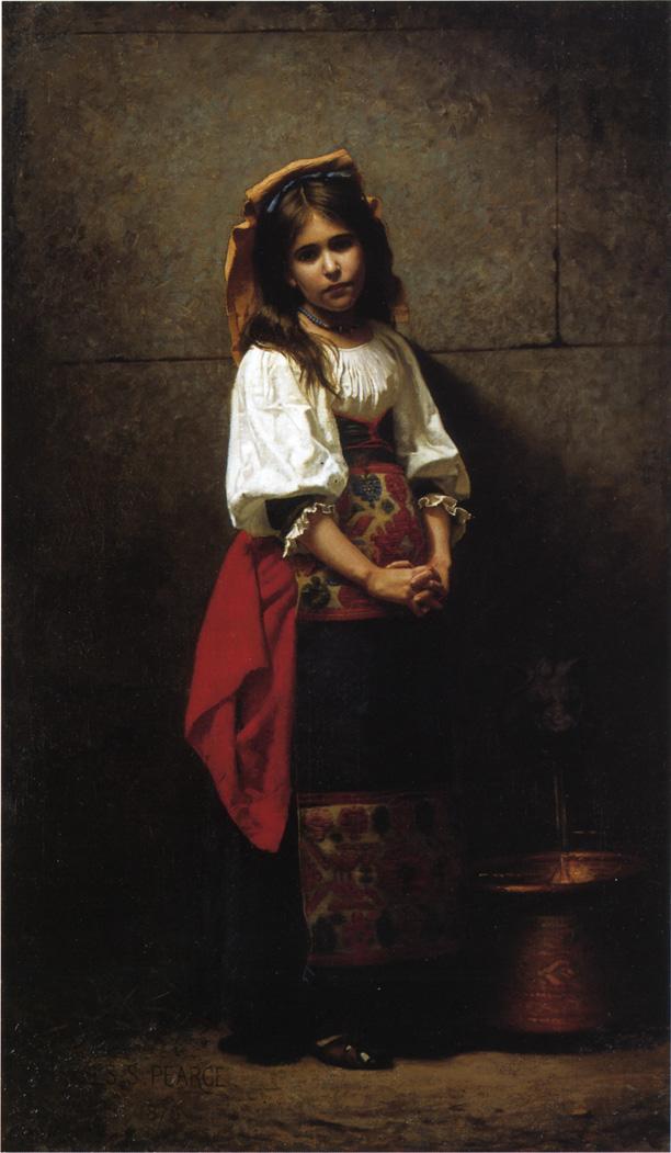 L'Italienne, vintage artwork by Charles Sprague Pearce, 12x8" (A4) Poster
