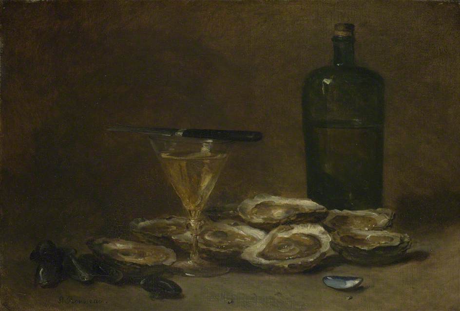 Still life with Oysters, vintage artwork by Philippe Rousseau, A3 (16x12") Poster Print