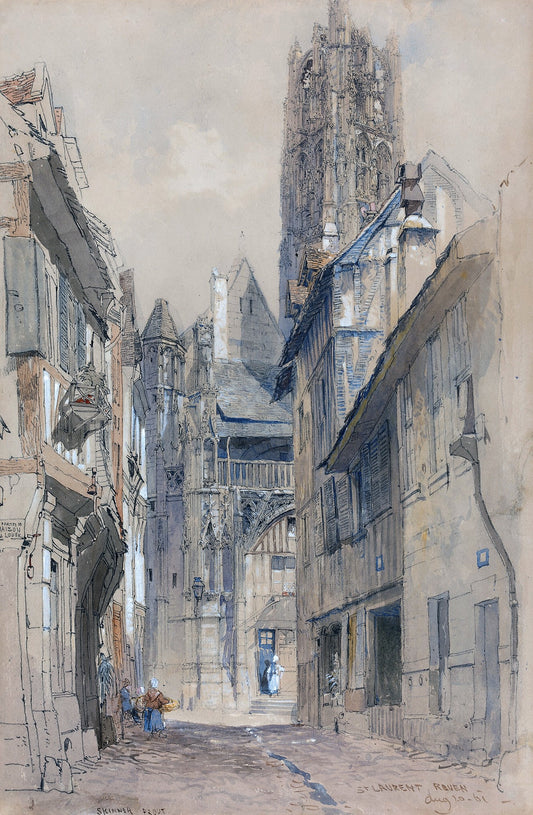 The Church of St. Laurent, vintage artwork by Samuel Prout, 12x8" (A4) Poster