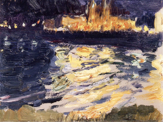 Arrival Night in New York, vintage artwork by Joaquin Sorolla y Bastida, 12x8" (A4) Poster