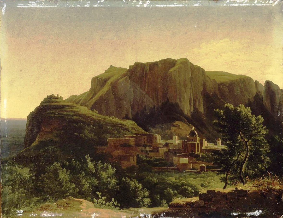 Landscape of the Neapolitan Coutryside, vintage artwork by Anne-Louis Girodet de Roussy-Trioson, 12x8" (A4) Poster