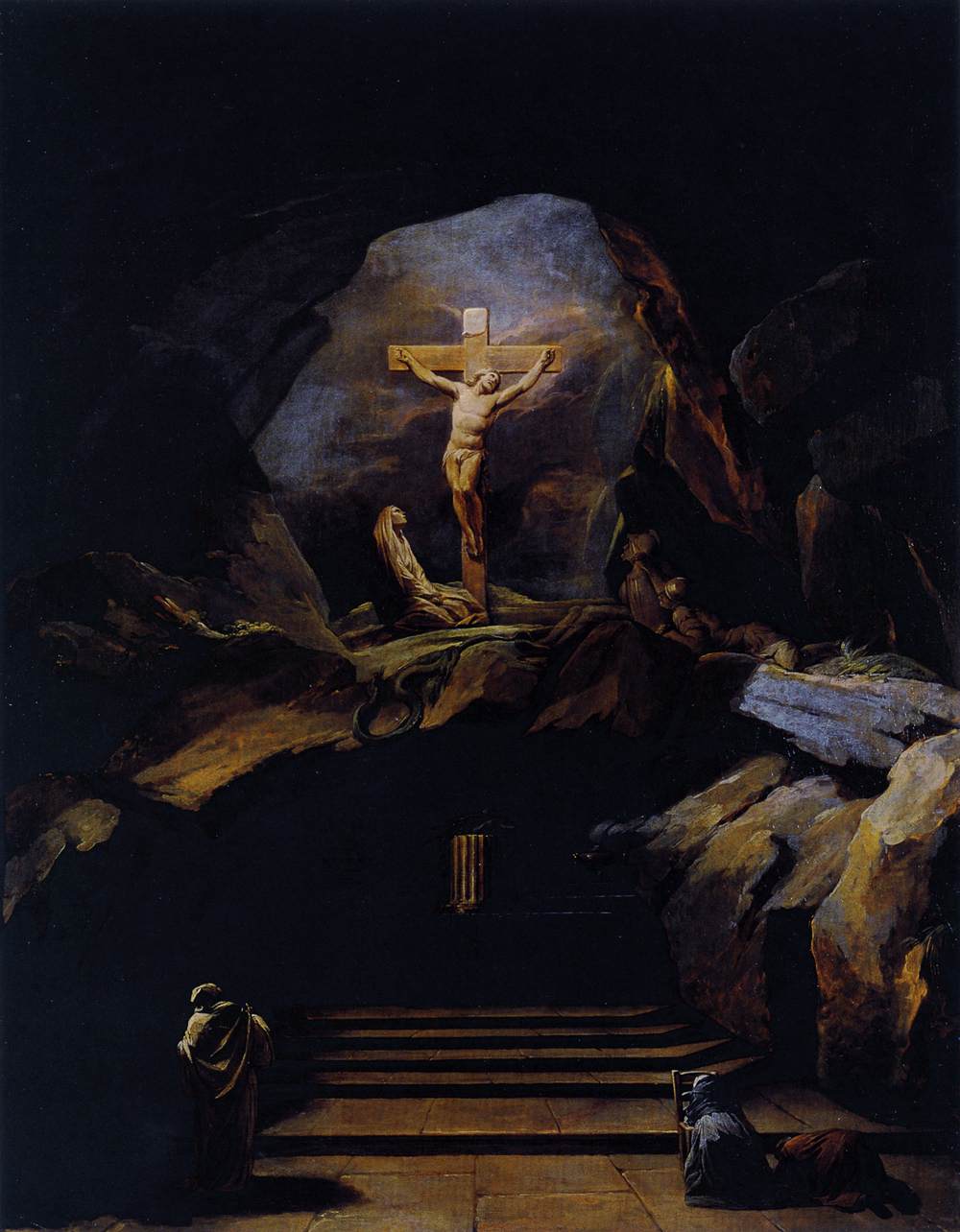 The Calvary Chapel of the Church Saint-Roch, vintage artwork by Nicolas Bernard Lepicie, 12x8" (A4) Poster