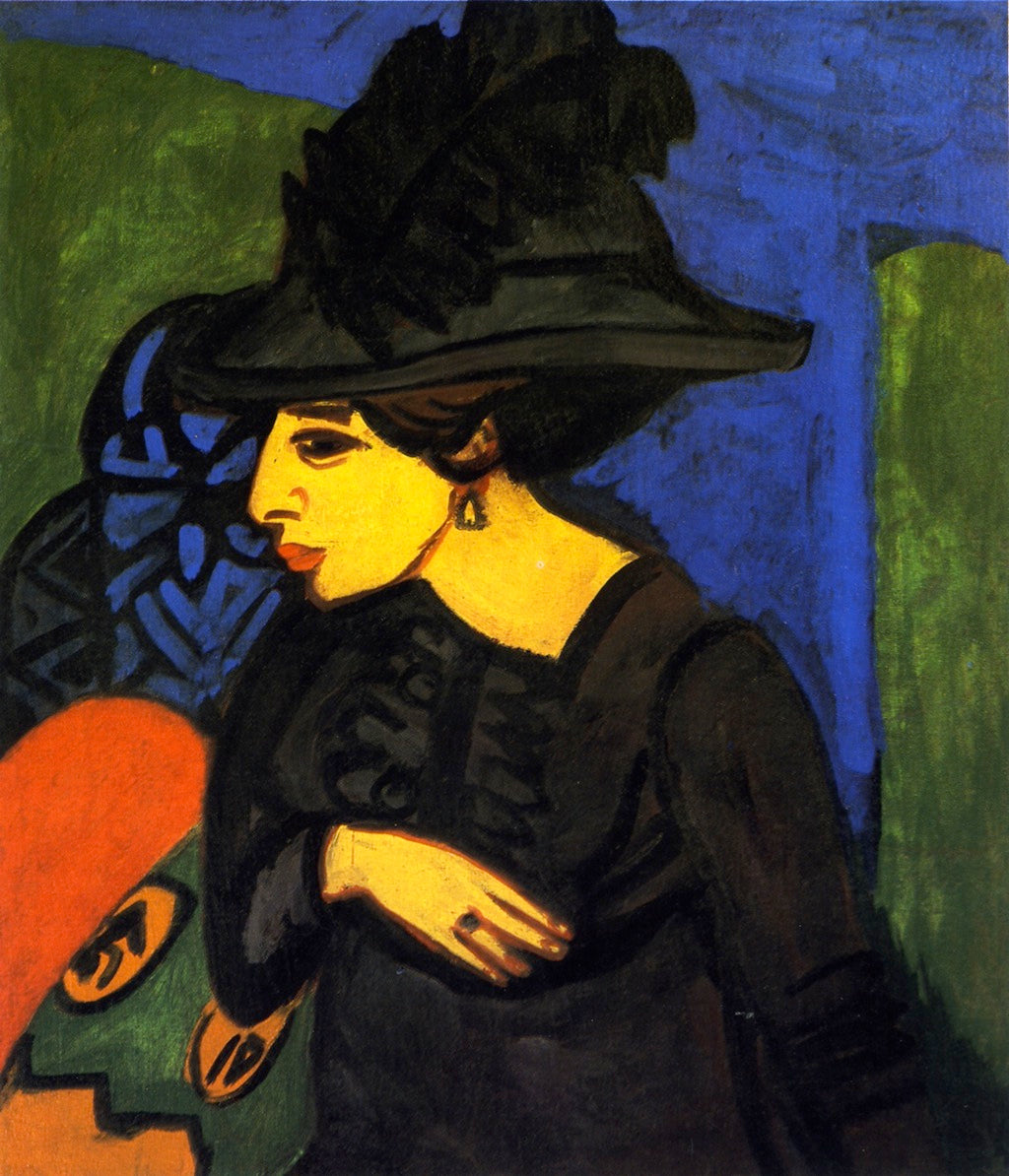 Dodo in a Feathered Hat, vintage artwork by Ernst Ludwig Kirchner, 12x8" (A4) Poster