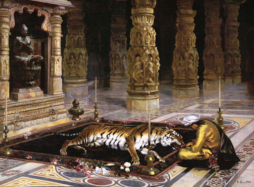 Honoring the Tiger, vintage artwork by Rudolf Ernst, 12x8" (A4) Poster
