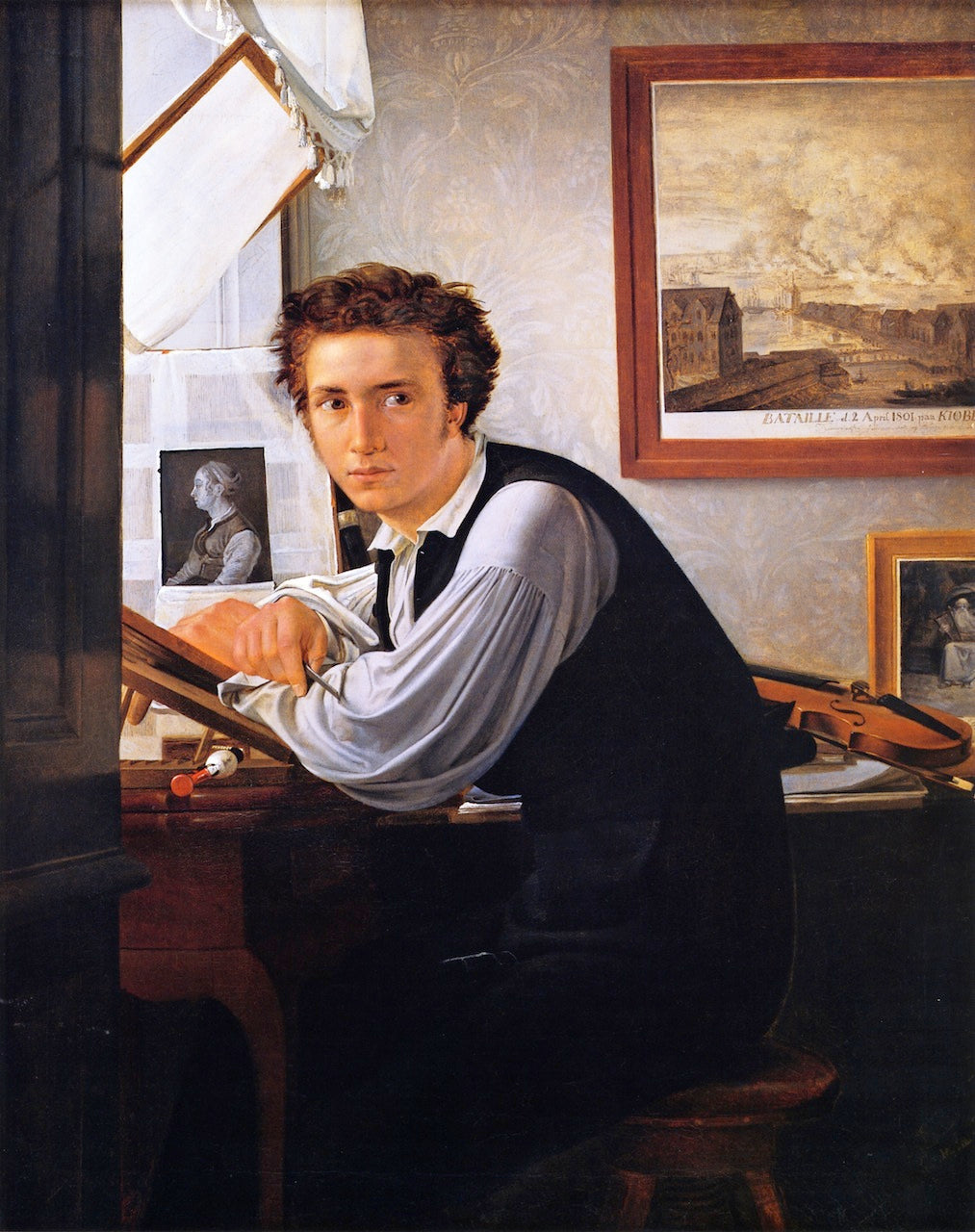 The Copperplate Engraver Carl Edvard Sonne, vintage artwork by Ditlev Conrad Blunck, A3 (16x12") Poster Print