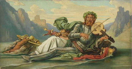 Father Rhine Playing the Fiddle Volkers, vintage artwork by Moritz von Schwind, A3 (16x12") Poster Print