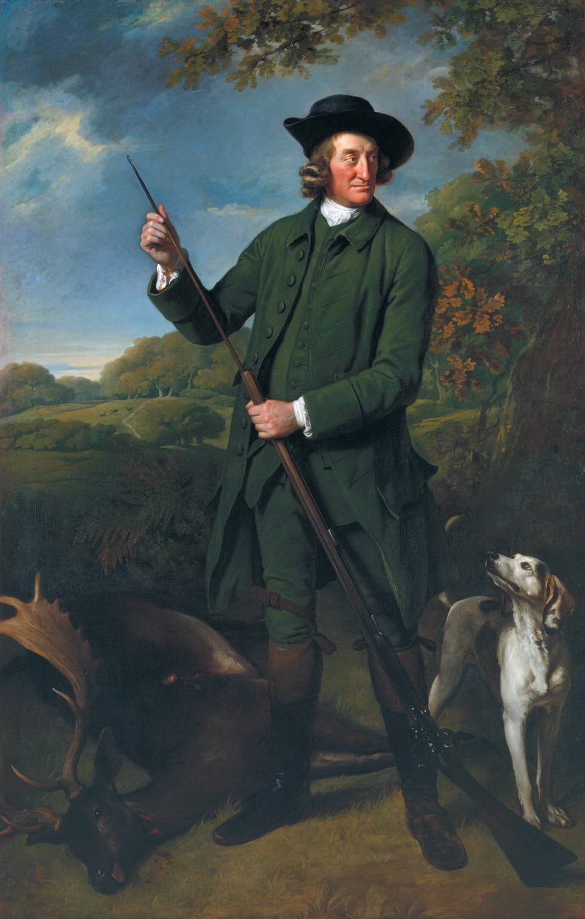 Thomas Nuthall with a Dog and Gun, vintage artwork by Sir Nathaniel Dance-Holland, 12x8" (A4) Poster
