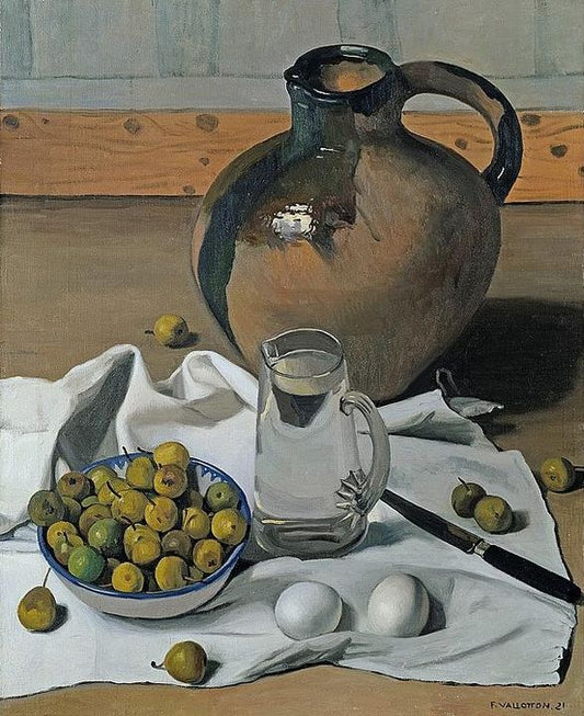 Grosse cruche, poires et oeufs, vintage artwork by Felix Vallotton, 12x8" (A4) Poster