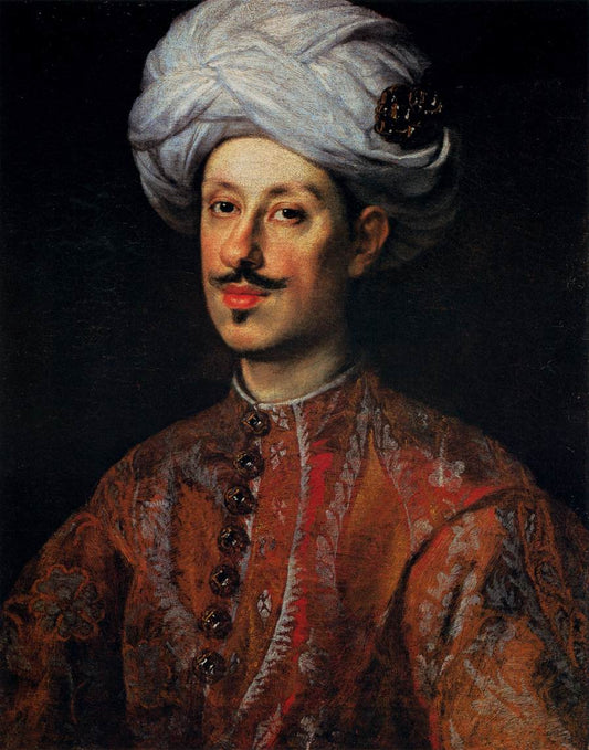 Portrait of Ferdinando II de' Medici Dressed in Oriental Costume, vintage artwork by Justus Sustermans, 12x8" (A4) Poster