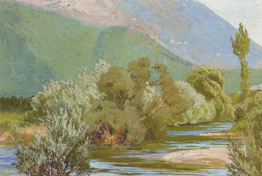 River Aniene, vintage artwork by Edward Okuń, 12x8" (A4) Poster