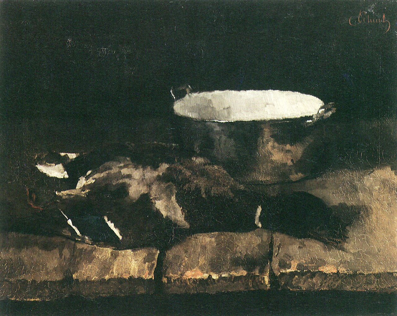 Wild duck and enamel pot, vintage artwork by Carl Eduard Schuch, 12x8" (A4) Poster
