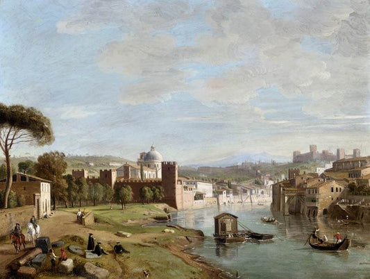 Verona: A View of the River Adige at San Giorgio in Braida, vintage artwork by Caspar van Wittel, 12x8" (A4) Poster