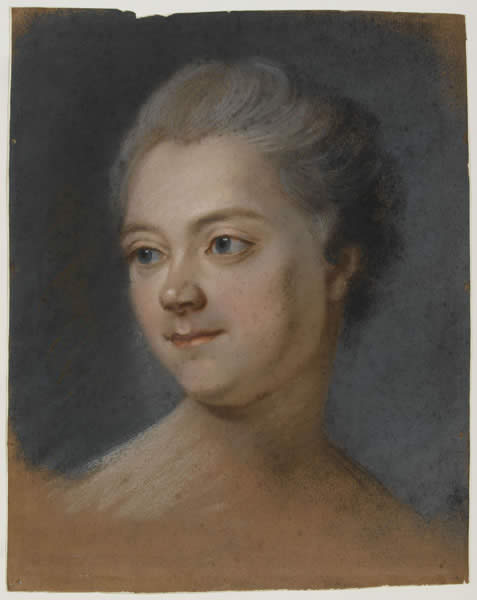 Mlle de Chastagner de Lagrange, vintage artwork by After Maurice Quentin de La Tour, 12x8" (A4) Poster