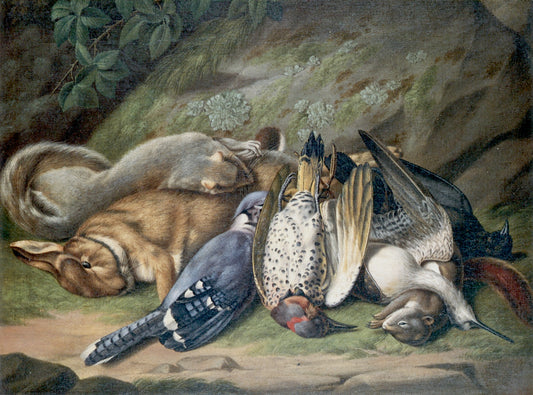 Still Life with Game in a Landscape, vintage artwork by John Archibald Woodside, Sr, 12x8" (A4) Poster