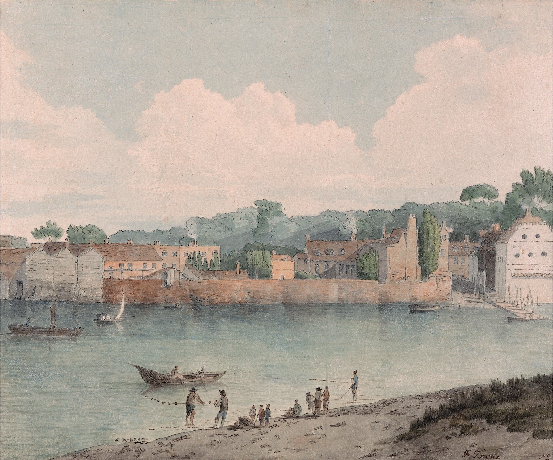Vauxhall Stairs, from Millbank, July 5, 1797, vintage artwork by Francis Towne, 12x8" (A4) Poster
