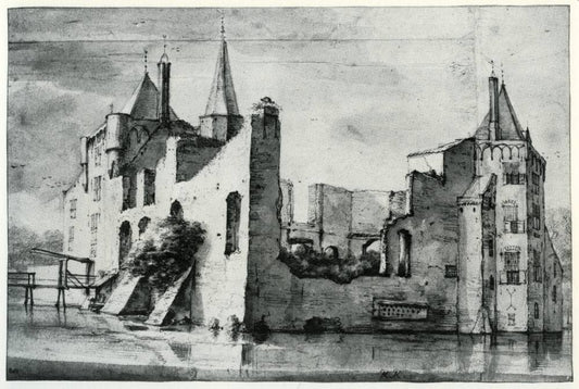 Kasteel Zuidwijk in Wassenaar, vintage artwork by Roelant Roghman, 12x8" (A4) Poster