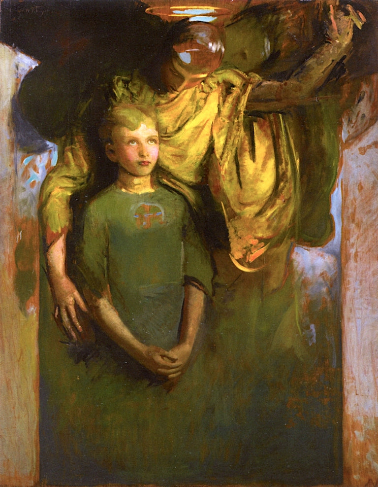 Boy and Angel, vintage artwork by Abbott Handerson Thayer, 12x8" (A4) Poster