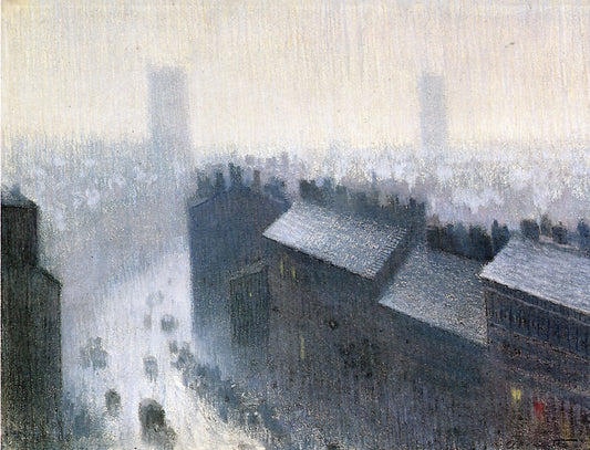 Rooftops, Manchester, vintage artwork by Pierre Adolphe Valette, 12x8" (A4) Poster