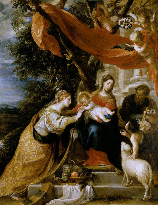 Mystical espousals of Saint Catherine, vintage artwork by Mateo Cerezo, 12x8" (A4) Poster