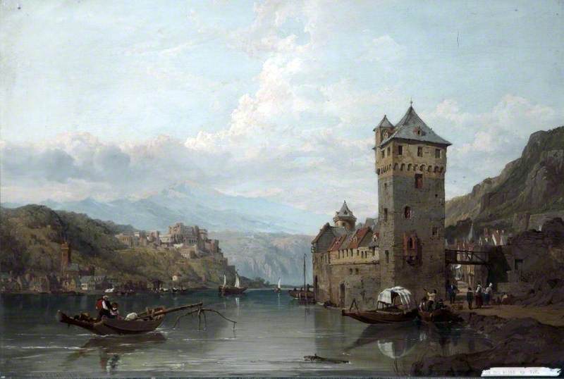 On the Rhine, vintage artwork by George Clarkson Stanfield, 12x8" (A4) Poster