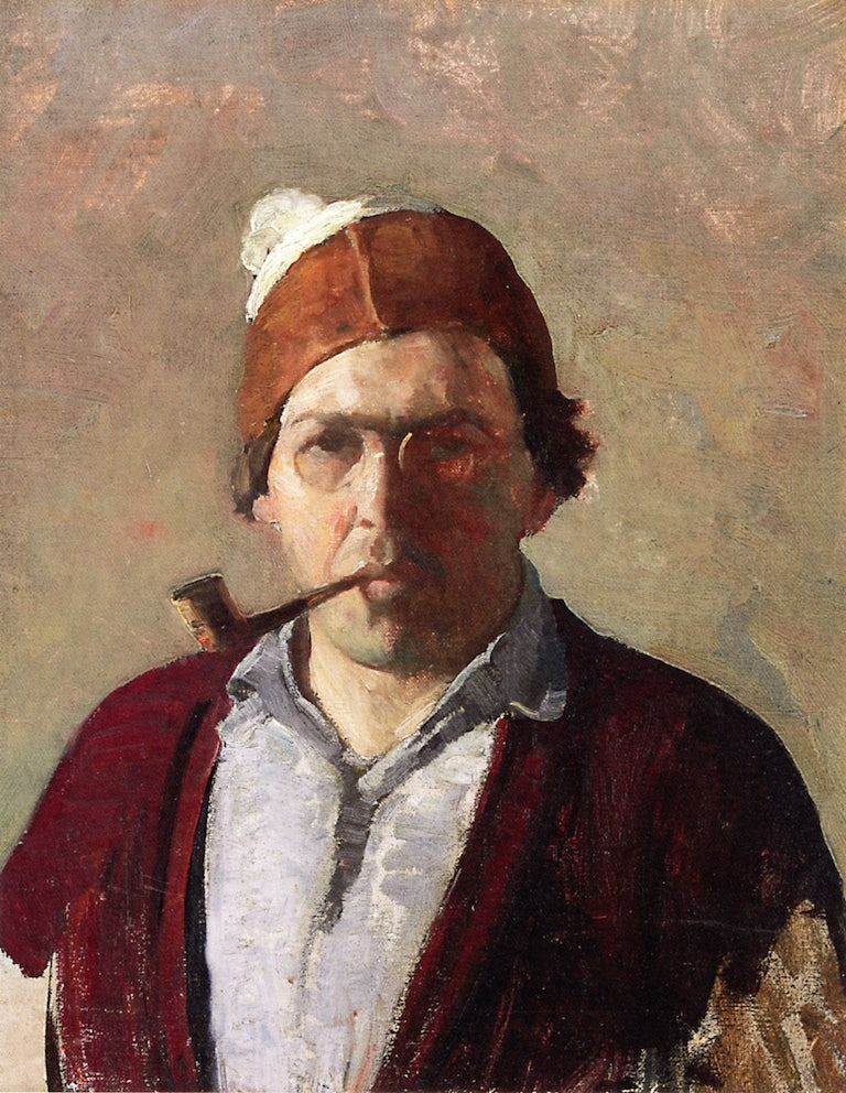 Self-Portrait with Pipe, vintage artwork by Newell Convers (N.C.) Wyeth, 12x8" (A4) Poster