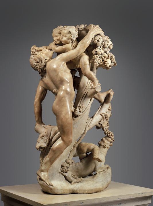 Bacchanal:  Faun Teased by  Children, vintage artwork by Gian Lorenzo Bernini, 12x8" (A4) Poster
