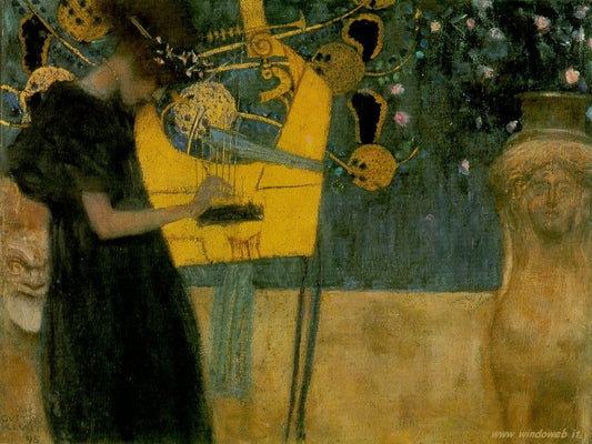 Music I, vintage artwork by Gustav Klimt, 12x8" (A4) Poster