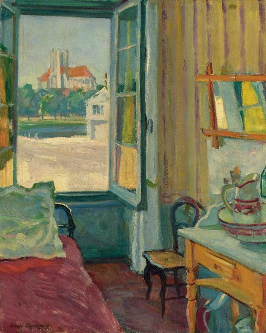 The Open Window, vintage artwork by Arnold Borisovich Lakhovsky, 12x8" (A4) Poster