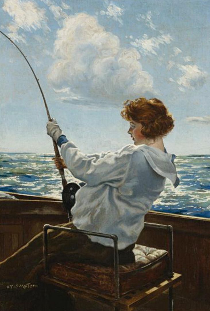 Reeling one in by Henry Sumner (HY) Watson,A3(16x12")Poster