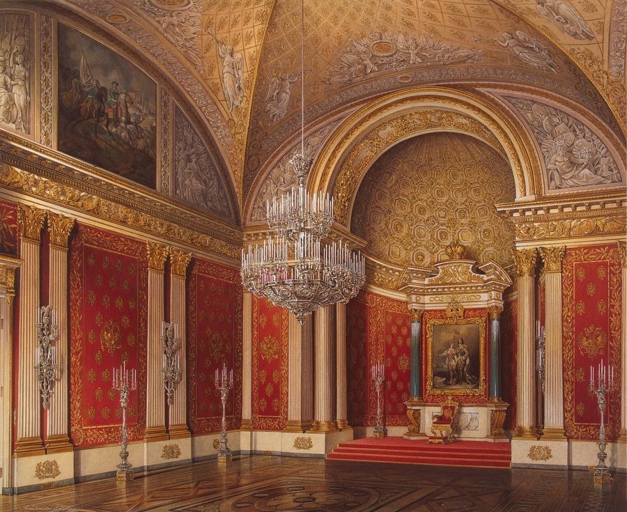 Petrovsky Hall in the Winter Palace, vintage artwork by Eduard Gau, A3 (16x12") Poster Print
