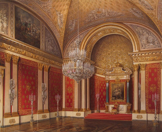 Petrovsky Hall in the Winter Palace, vintage artwork by Eduard Gau, A3 (16x12") Poster Print