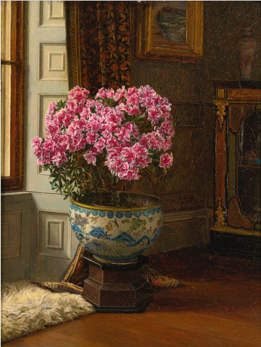 A Double Pink Azalea, vintage artwork by Jessica Hayllar, 12x8" (A4) Poster