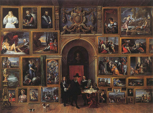 Archduke Leopold Wilhelm of Austria in his Gallery, vintage artwork by David Teniers (II), 12x8" (A4) Poster