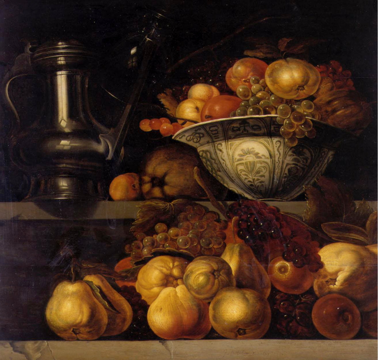 Still Life of Fruits Resting on a Ledge, vintage artwork by Jan Davidsz. de Heem, 12x8" (A4) Poster