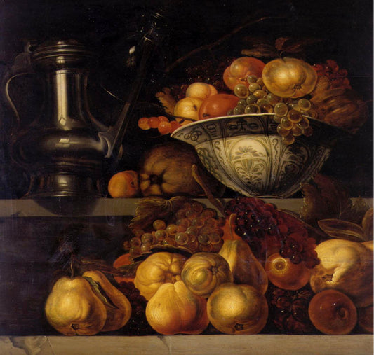 Still Life of Fruits Resting on a Ledge, vintage artwork by Jan Davidsz. de Heem, 12x8" (A4) Poster