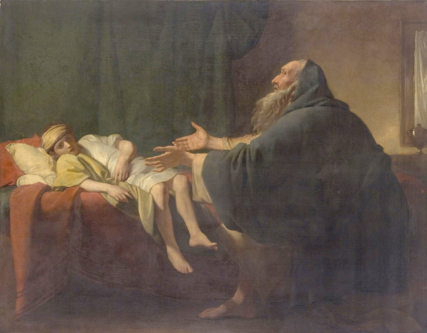 Elijah Raising the Widow's Son, vintage artwork by Benjamin West, 12x8" (A4) Poster