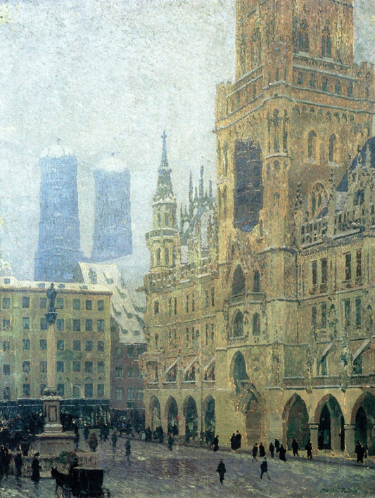 Marienplatz, vintage artwork by Charles Johann Palmie, 12x8" (A4) Poster